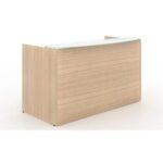 Reception desk shell – White glass Floated transactional top - Image 4