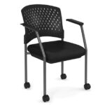 Aero Collection Guest or Side Chair with Arms, Black Fabric Seat and Titanium Frame - Image 2