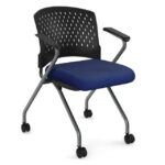 Perch Collection Nesting Chair with Arms and Casters, Titanium Frame 1 - Image 3