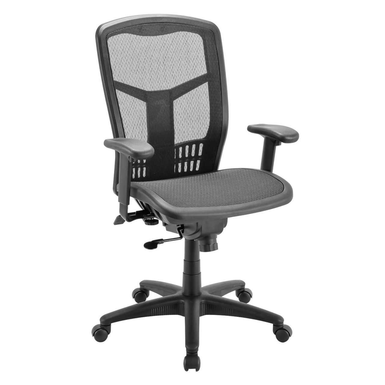 per-7701asnsmbk-01__19546.jpg OfficeSource CoolMesh Synchro, High Back Mesh Chair with Seat Slider and Black Frame - Image 1