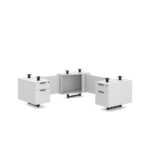 L002 - 66″x66″ White DbL-Ped Base Laminate Modesty L-Base 24″D
