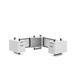 L004 - 72″x66″ White DbL-Ped Base Metal-Modesty L-Base 30″