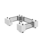 66″x66″ White DbL-Ped Base Metal-Modesty U Base 24″