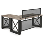 L018 - Riveted Collection Industrial Desk with Metal X Base and Metal Mesh Modesty Panel - 60"W