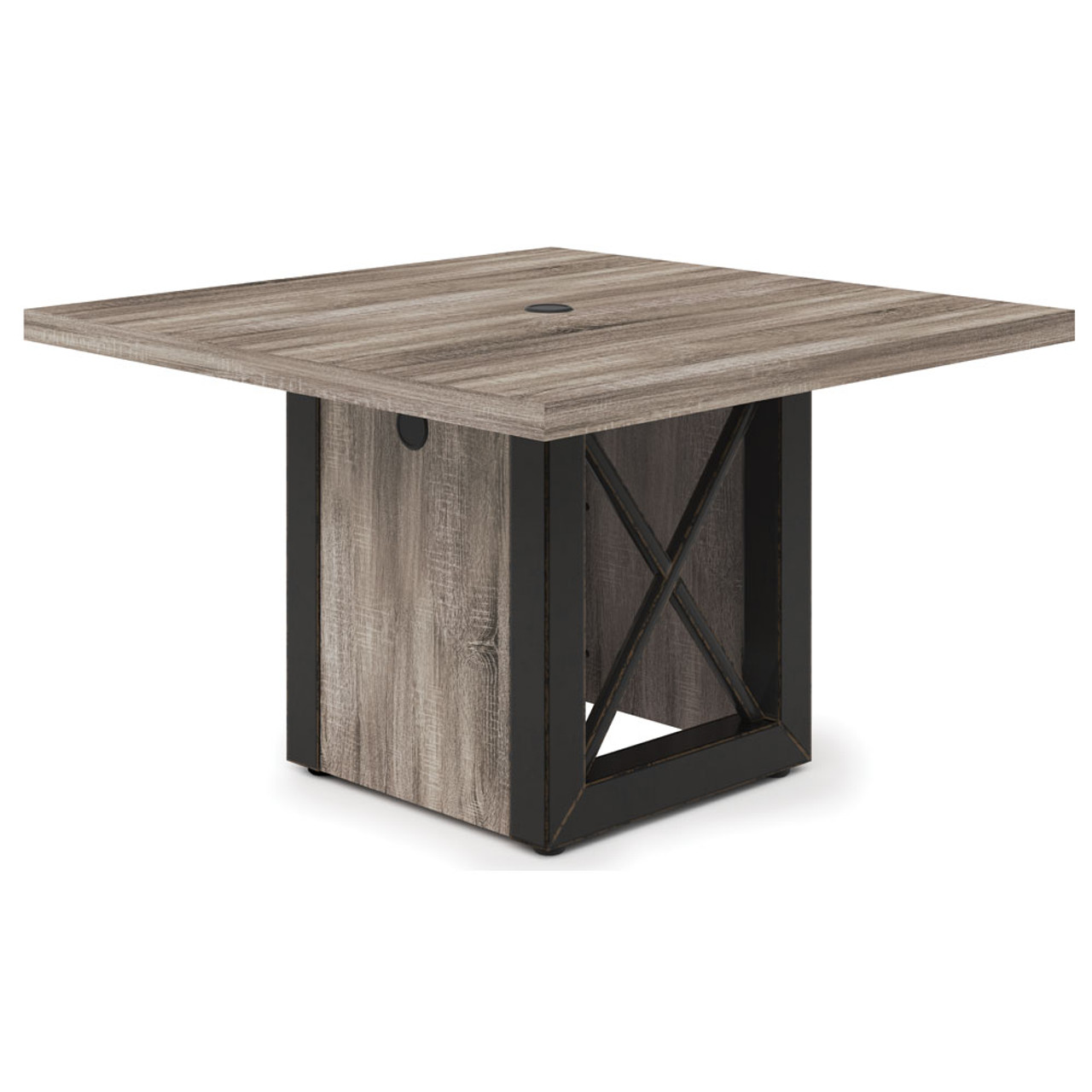pr1-qia-hic4848brn__54828.jpg Riveted | Square Conference Table with Cubed Base - Image 1
