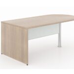 Bullet end desk shell – White glass modesty panel