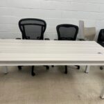 Special executive desk laminated top metal frame white/gray