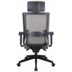Black Frame Driftwood Weave Mesh Back Chair Mineral Gray Seat Fabric - Image 3