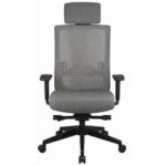Black Frame Driftwood Weave Mesh Back Chair Mineral Gray Seat Fabric